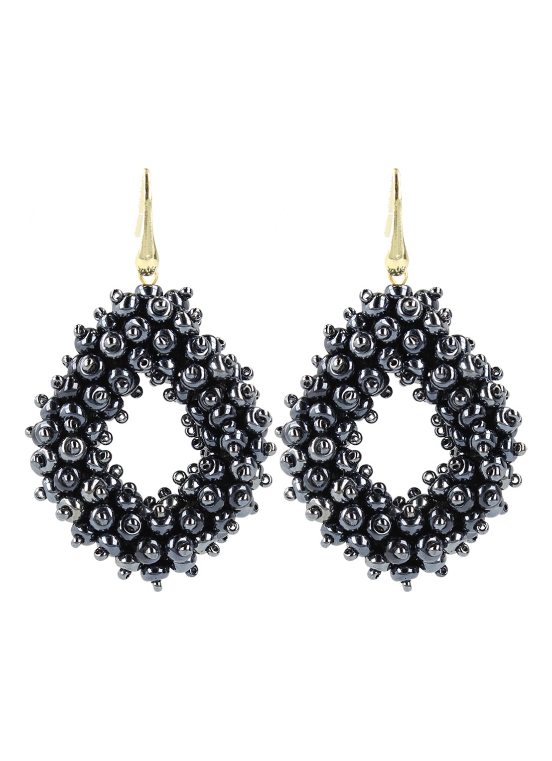 LOTT. gioielli Double Stones Glassberry L oorhangers met kralen - voorkant blauw