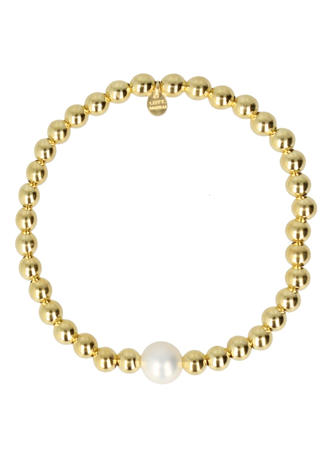 LOTT. gioielli Elastic Pearl L armband met kralen - voorkant goud