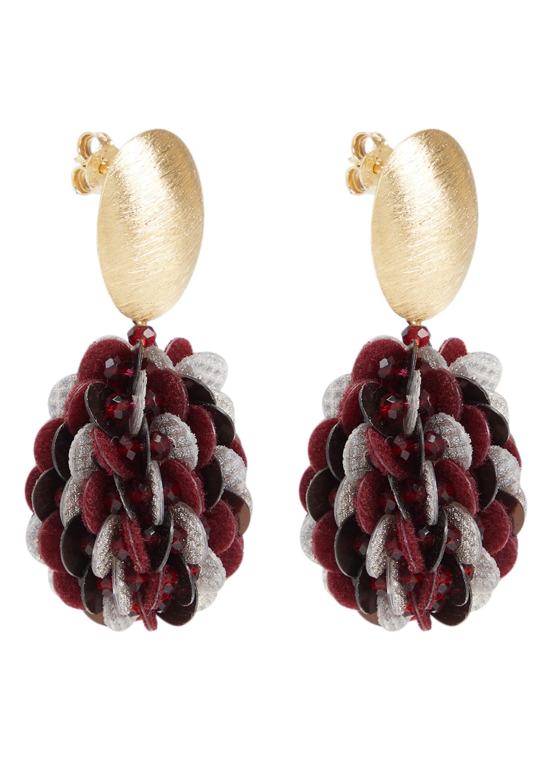 LOTT. gioielli Estelle S oorstekers met pailletten verguld - voorkant 3 aubergine