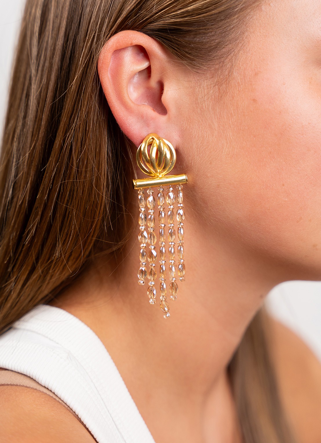 LOTT. gioielli  Fall beaded oorstekers verguld  - voorkant 3 goud