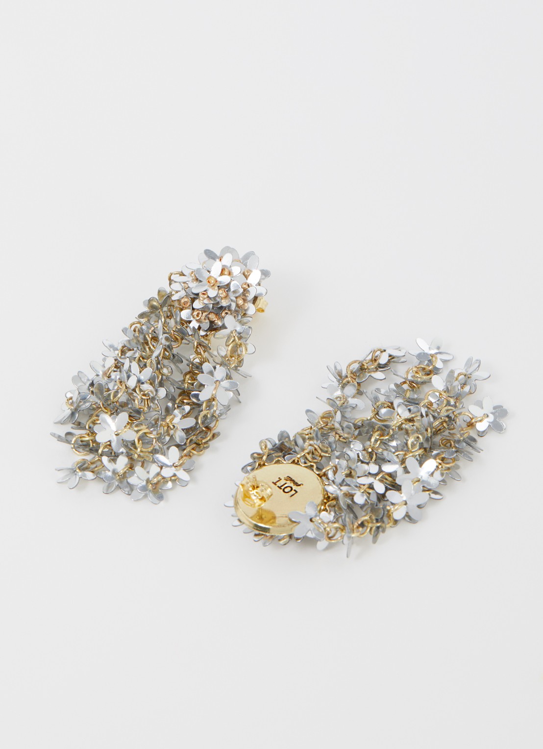LOTT. gioielli Flower Rain oorstekers met pailletten verguld - detail zilver