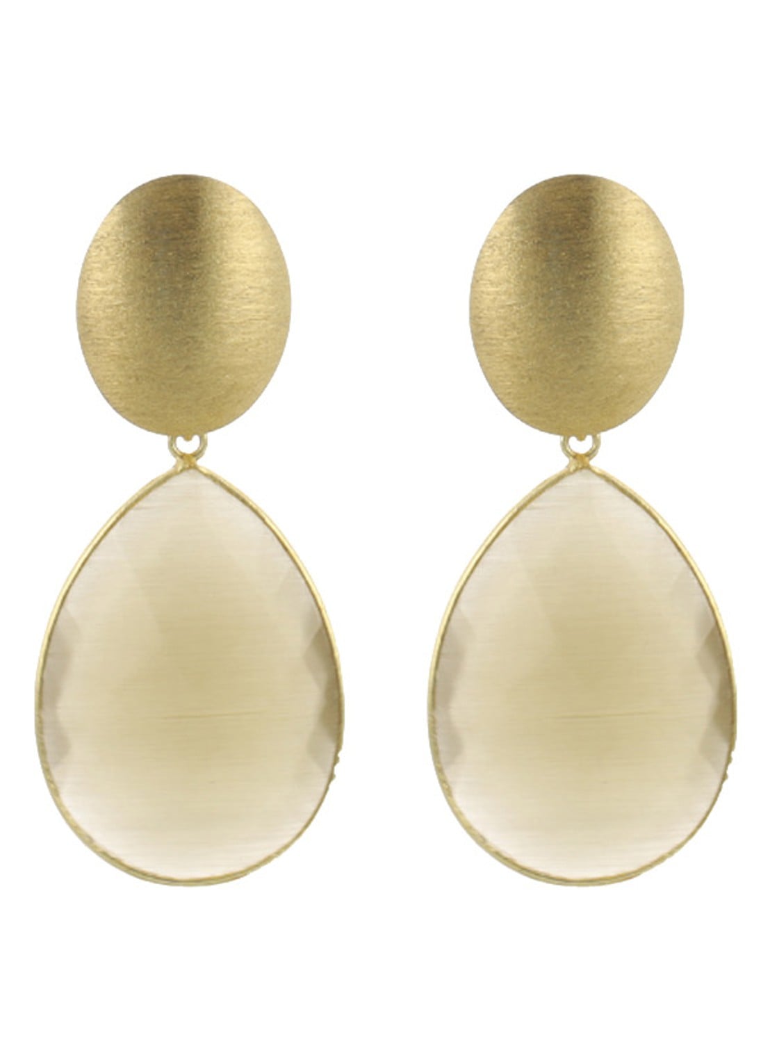 LOTT. gioielli Framed Drop oorstekers verguld  - voorkant beige