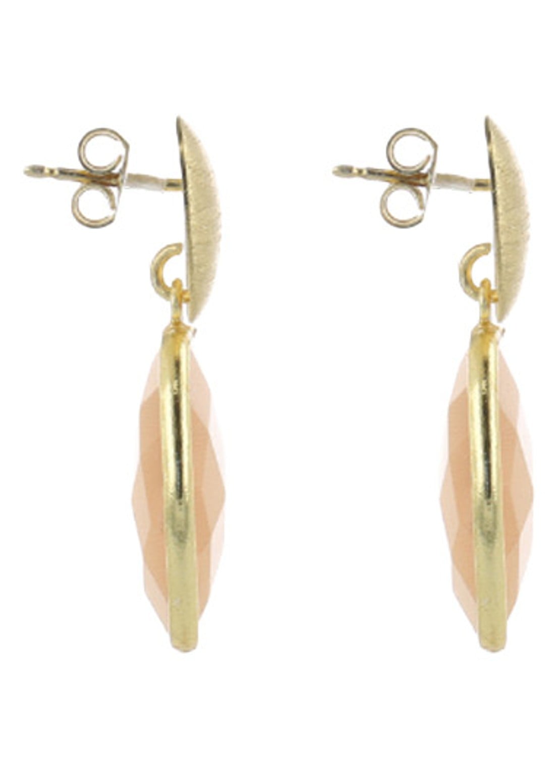 LOTT. gioielli Framed oval oorstekers verguld  - detail beige