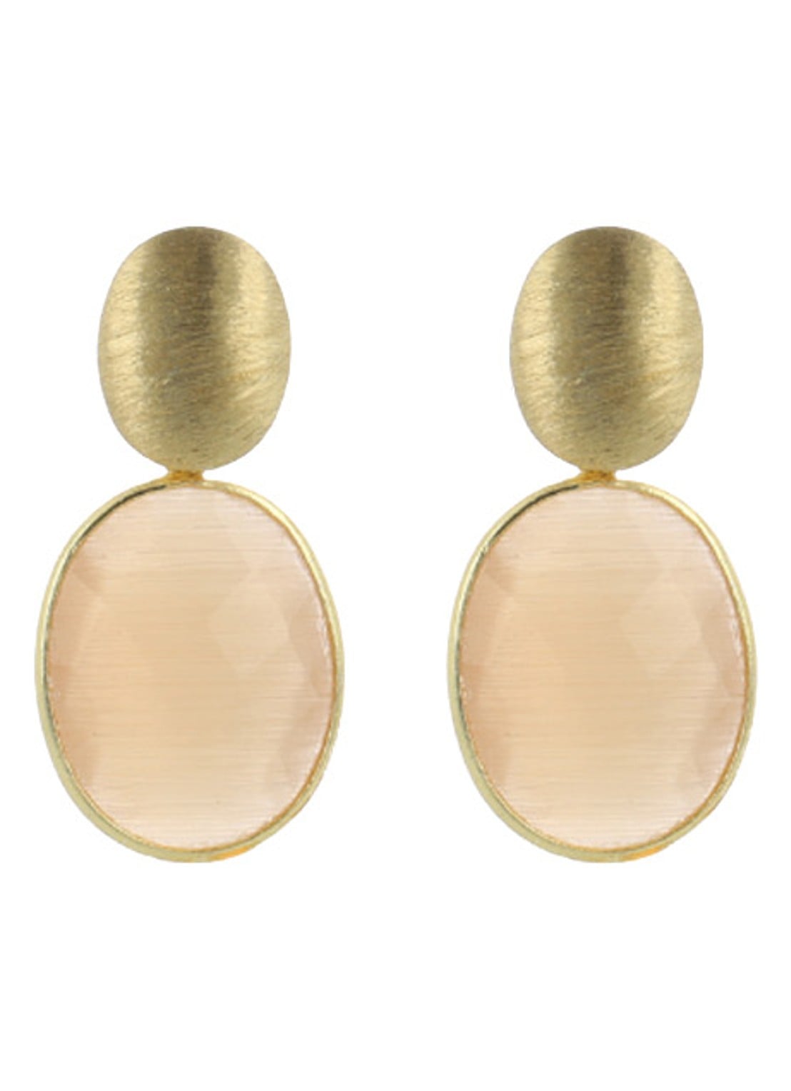 LOTT. gioielli Framed oval oorstekers verguld  - voorkant 2 beige