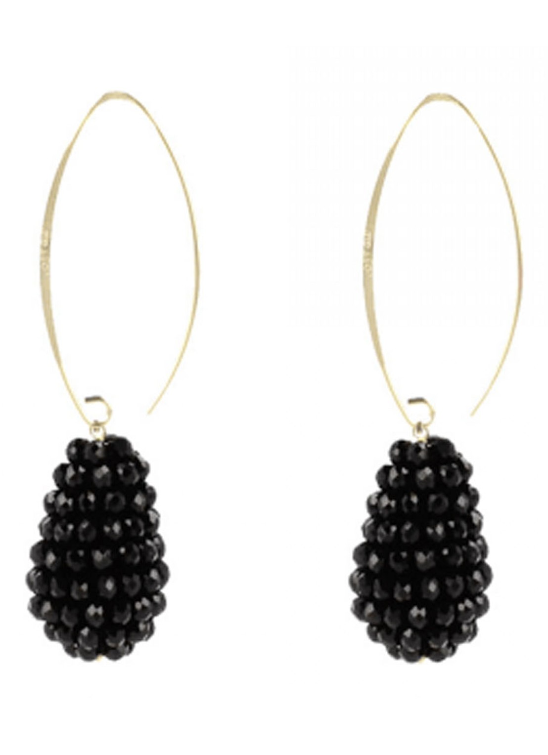LOTT. gioielli Glassberry Cone S  oorhangers verguld - voorkant zwart