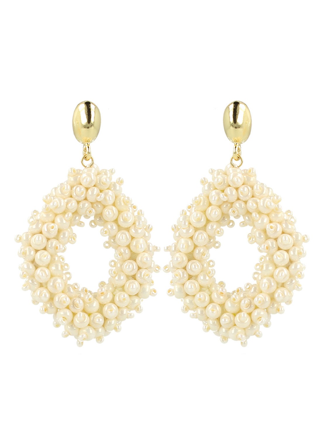 LOTT. gioielli Holly Pearl Glassberry oorhangers verguld - voorkant 2 wit
