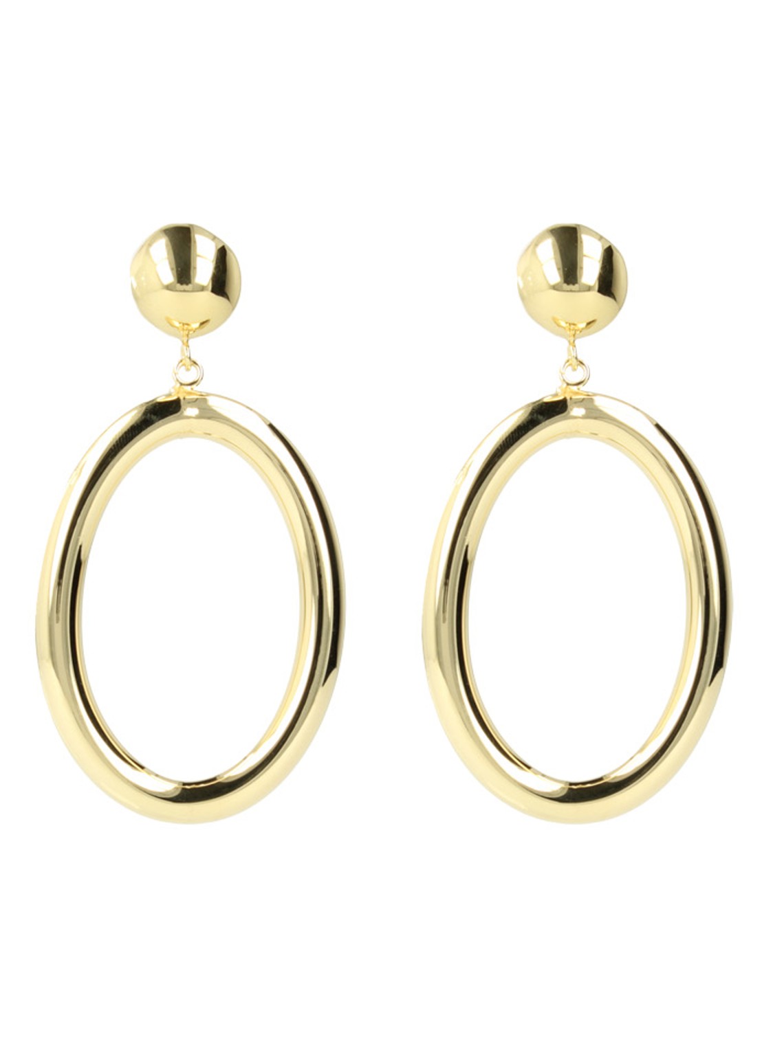 LOTT. gioielli Hoop oval oorstekers met hanger verguld - voorkant 2 goud