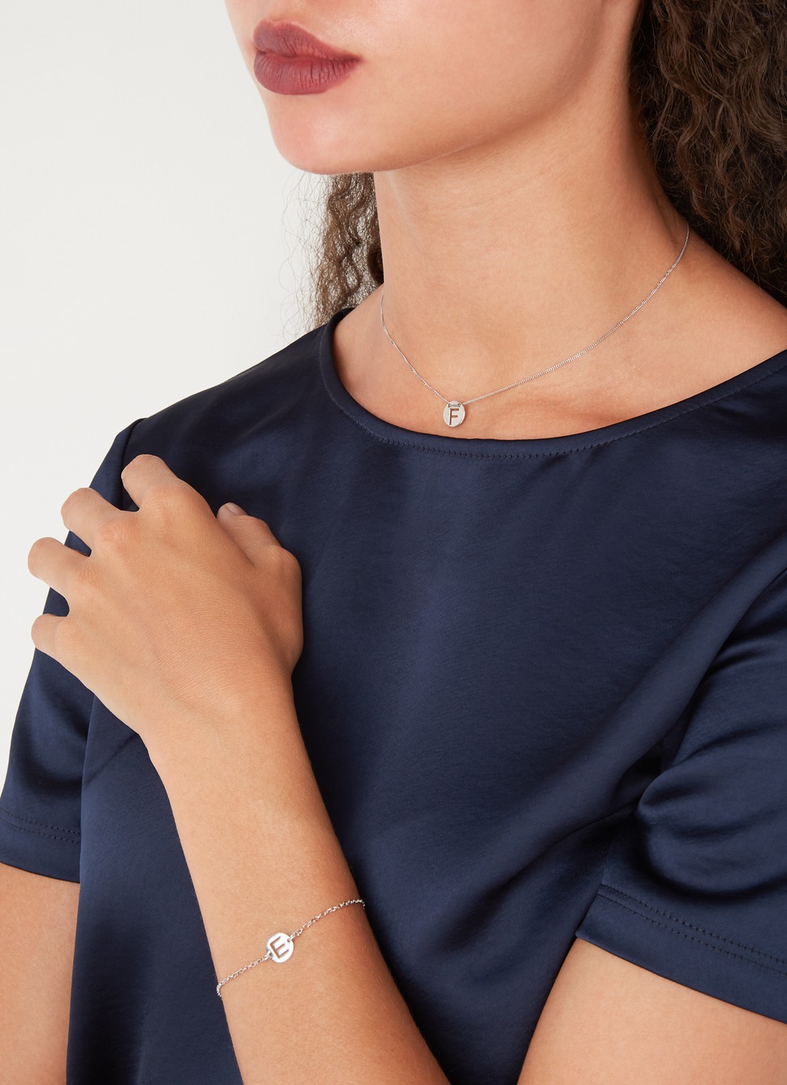 LOTT. gioielli Ketting Initial letter F van zilver - voorkant 2 zilver