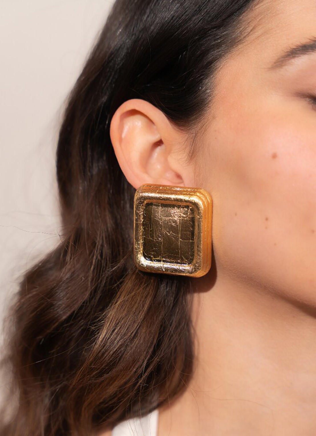 LOTT. gioielli Rectangle Frame oorstekers - voorkant 2 goud