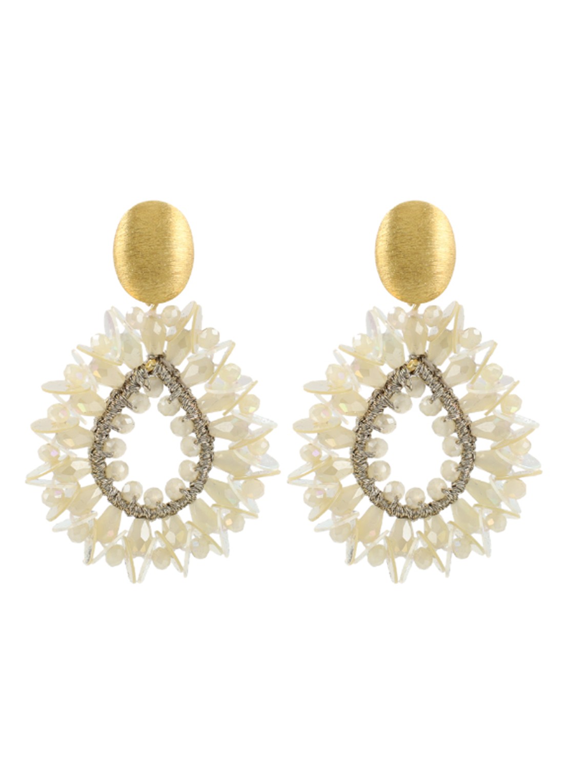 LOTT. gioielli Robin oorstekers verguld - voorkant beige