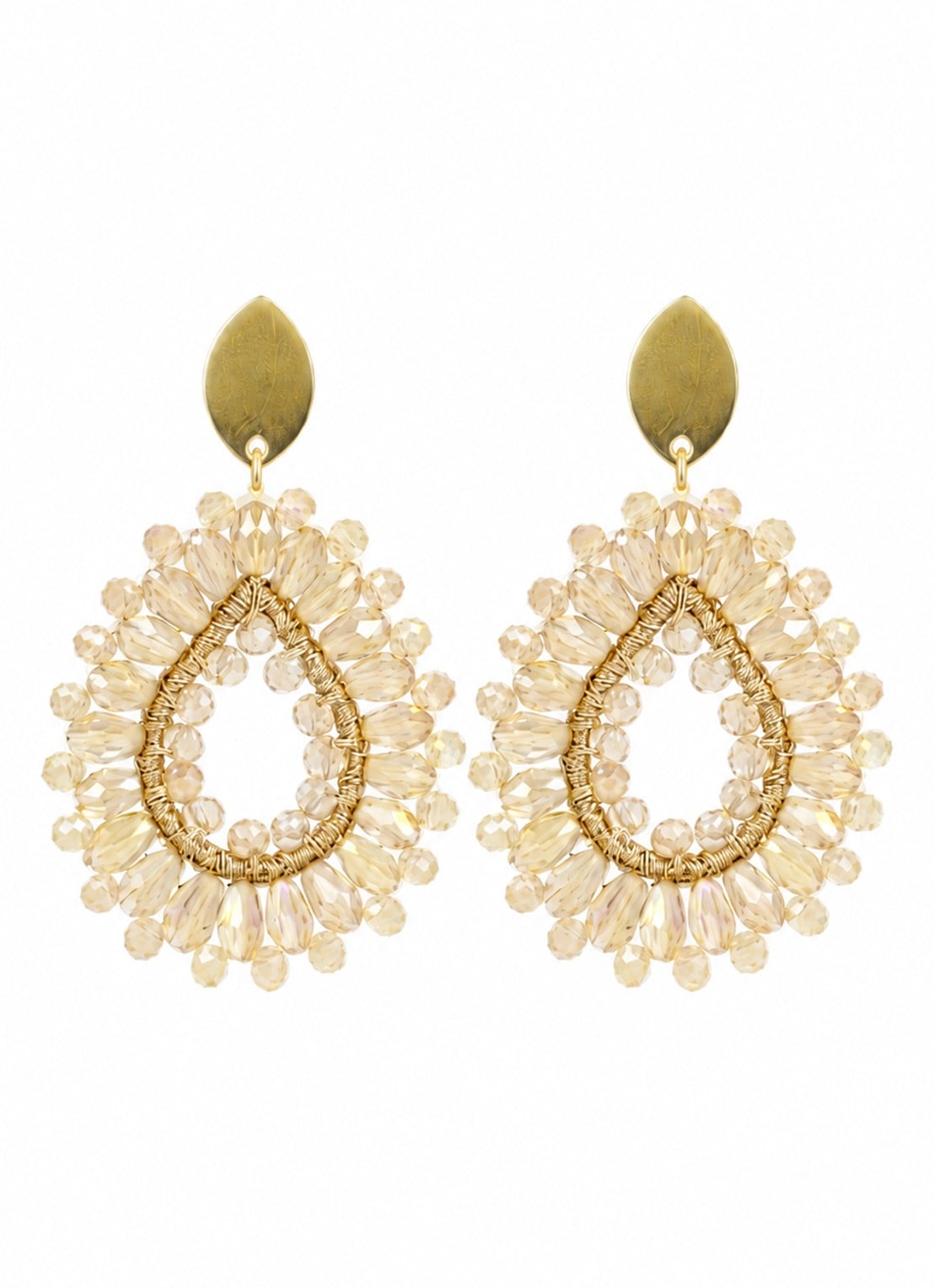 LOTT. gioielli Robin oorstekers verguld - voorkant 2 beige