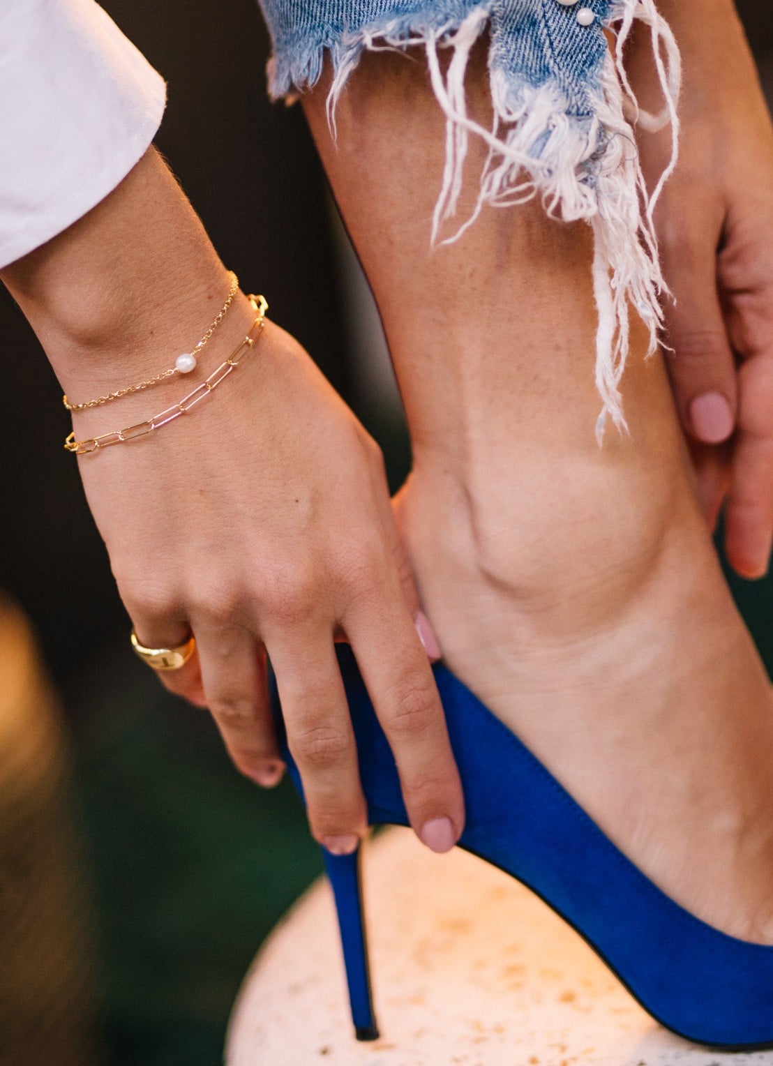 LOTT. gioielli Schakelarmband met parel - detail goud