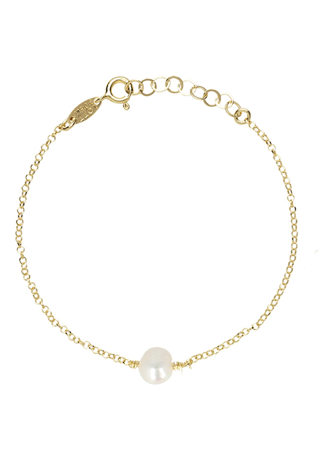 LOTT. gioielli Schakelarmband met parel - voorkant 2 goud