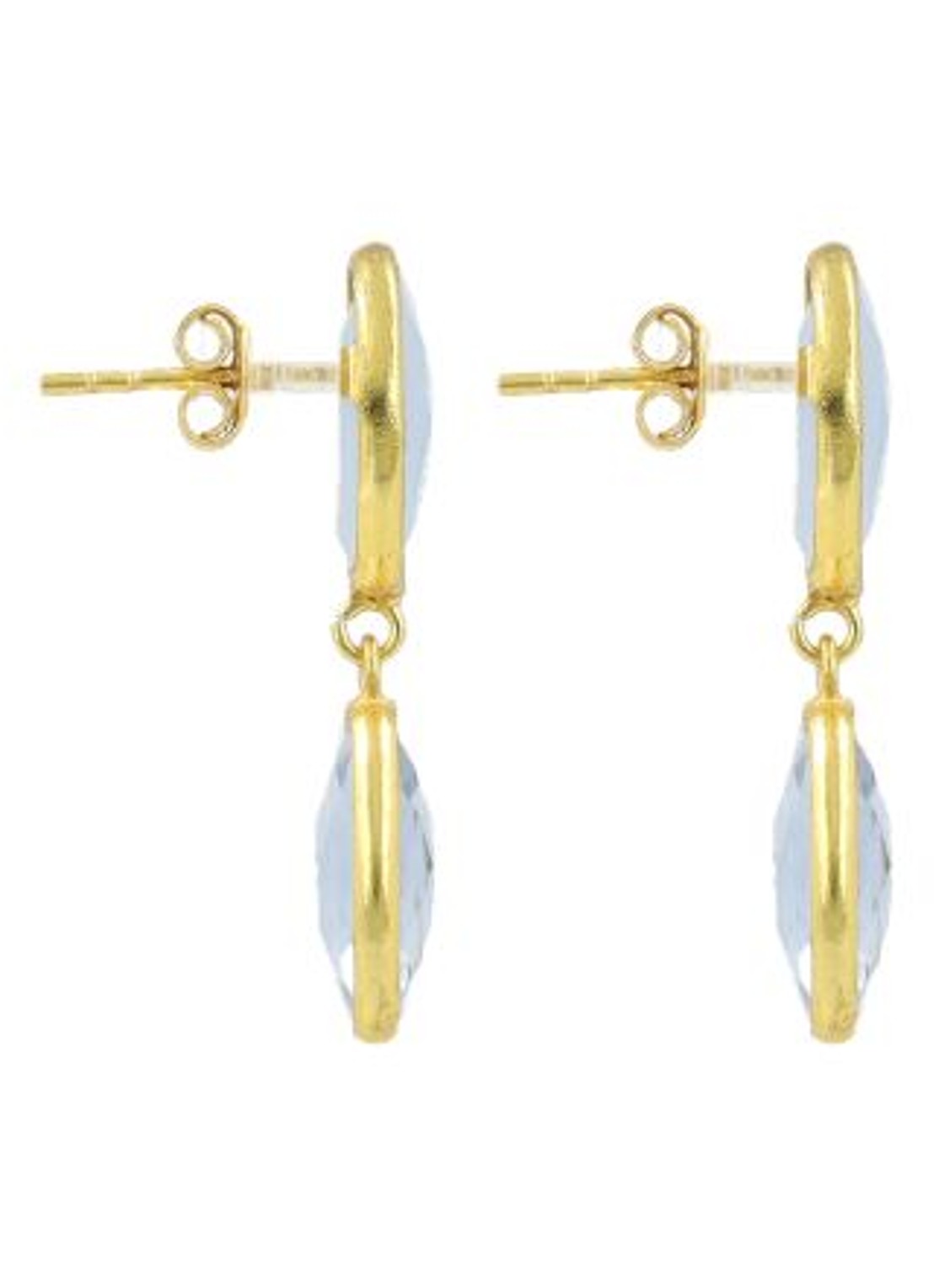 LOTT. gioielli Two Framed Stones with Pin Anya oorstekers vergul - detail lichtblauw
