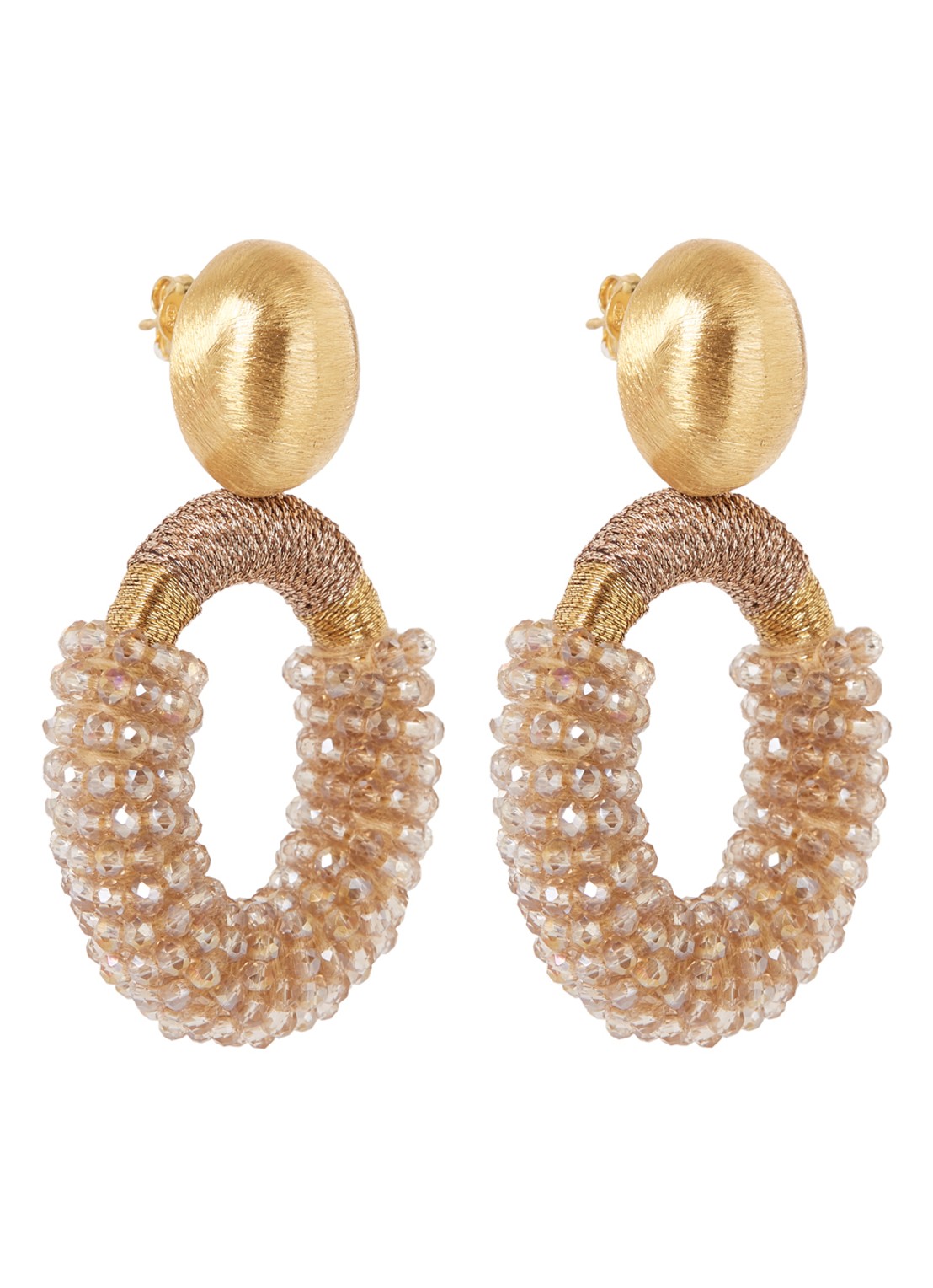 LOTT. gioielli Yara Glassberry Silk statement oorbellen verguld - voorkant donkerbeige
