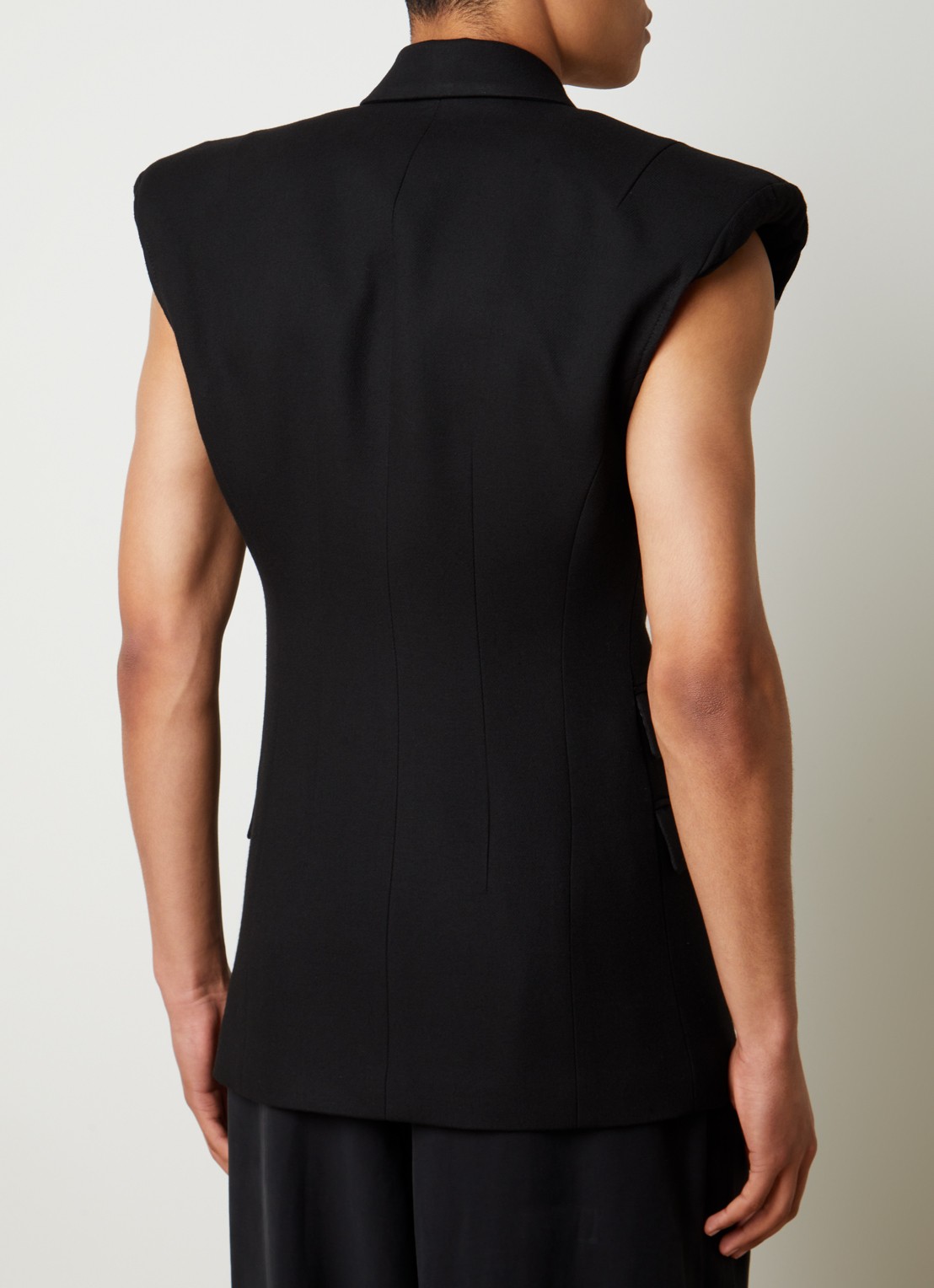Louis Gabriel Nouchi Mouwloze double-breasted slim fit colbert in alpaca wolblend - achterkant 6 zwart