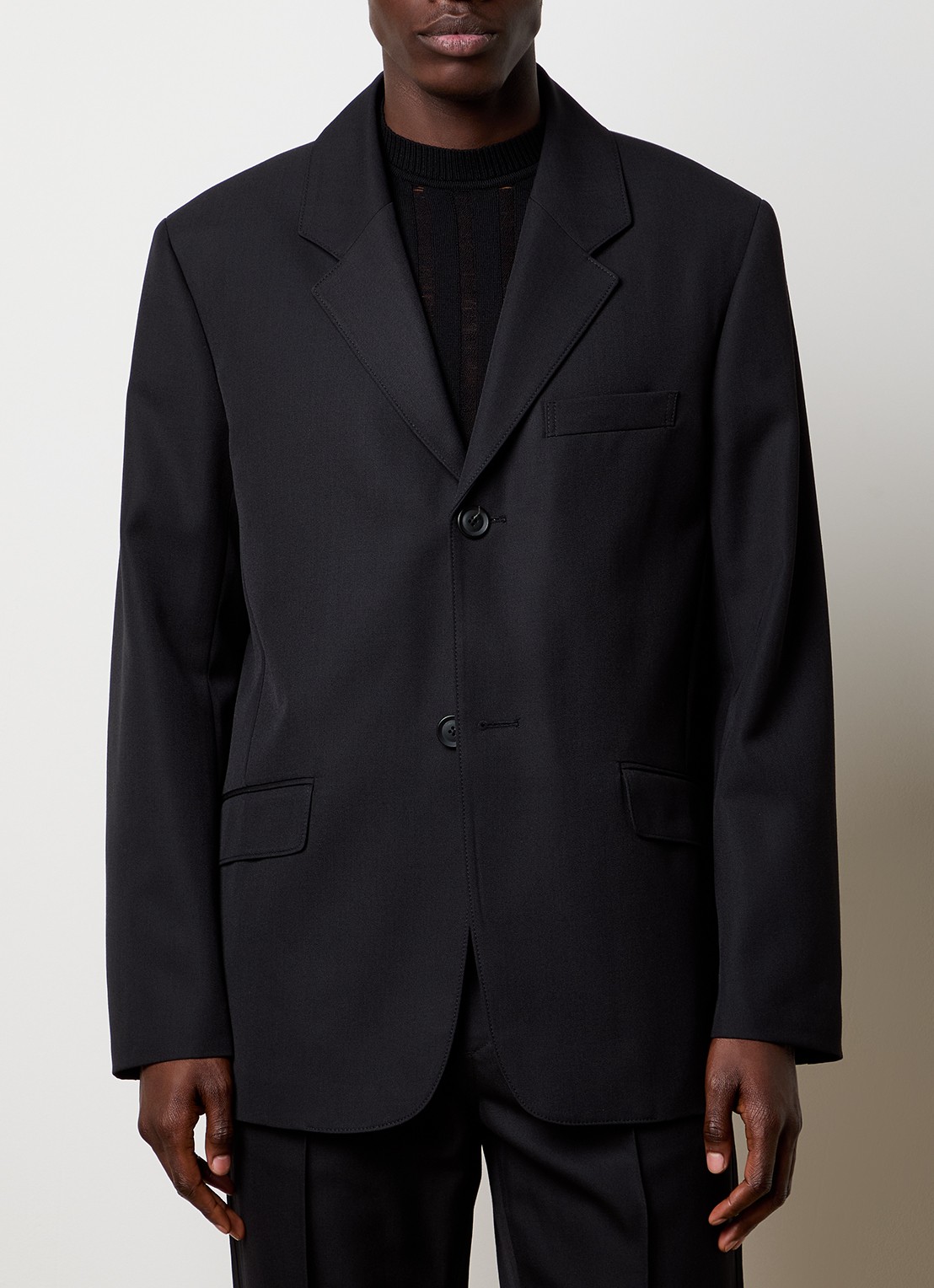 Louis Gabriel Nouchi Oversized colbert in wolblend - detail 4 zwart