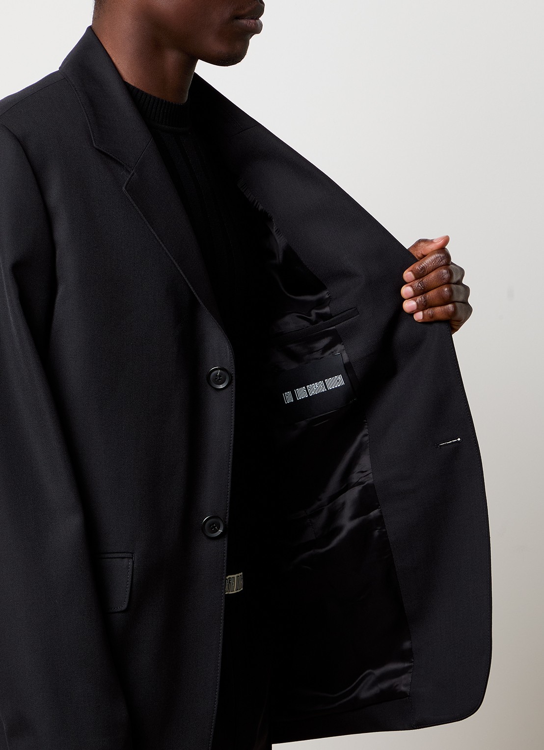 Louis Gabriel Nouchi Oversized colbert in wolblend - detail 5 zwart