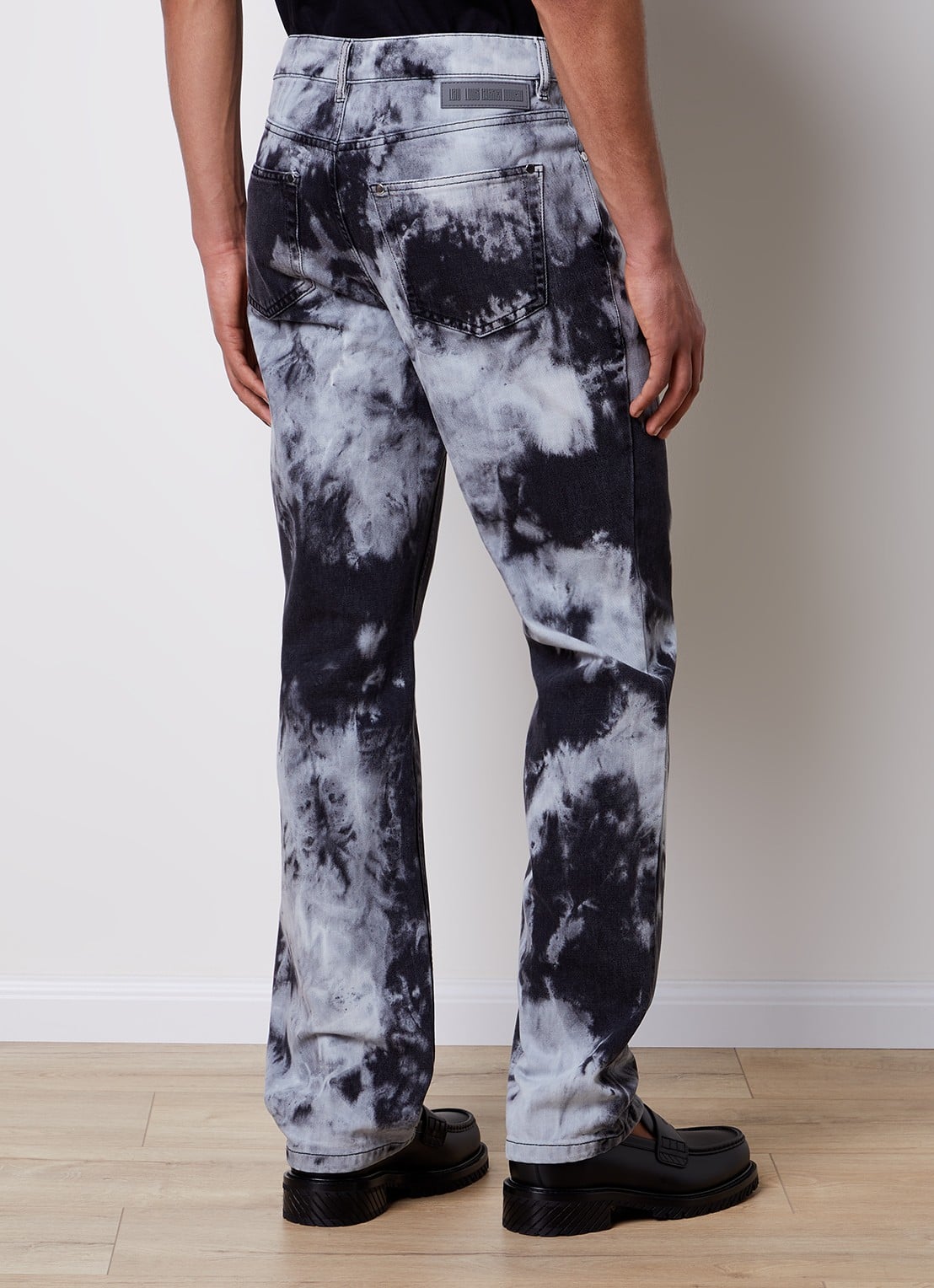 Louis Gabriel Nouchi Straight leg jeans met tie-dye dessin - achterkant 6 lichtgrijs