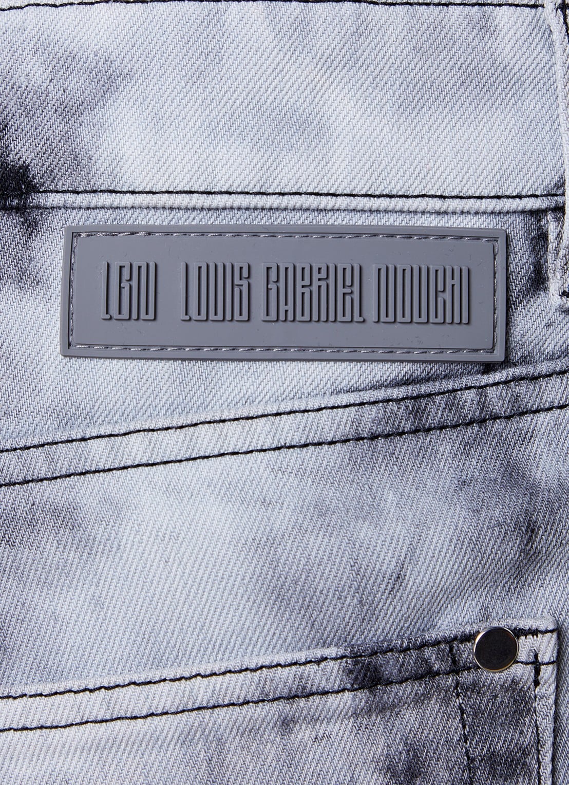 Louis Gabriel Nouchi Straight leg jeans met tie-dye dessin - detail 3 lichtgrijs