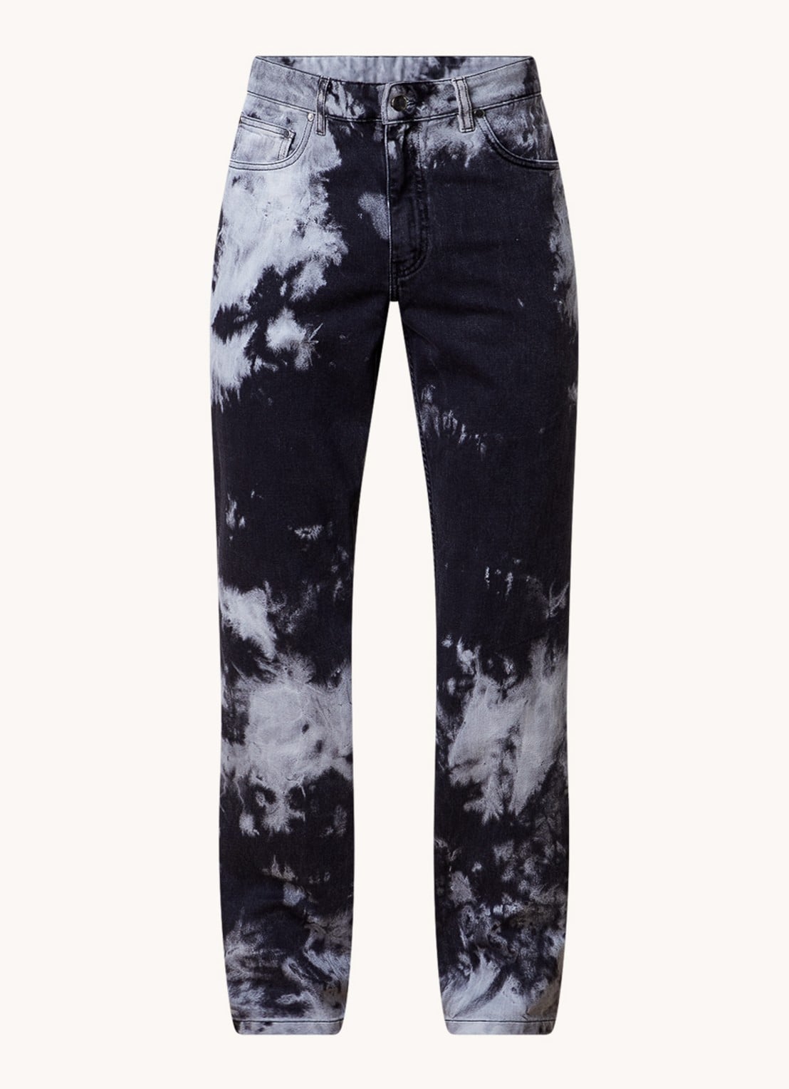 Louis Gabriel Nouchi Straight leg jeans met tie-dye dessin - voorkant 4 lichtgrijs