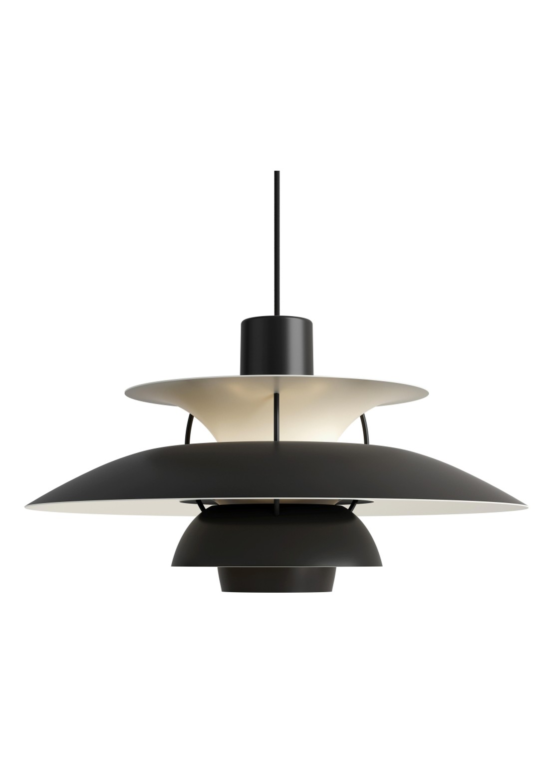 Louis Poulsen PH 5 hanglamp 50 cm - voorkant zwart