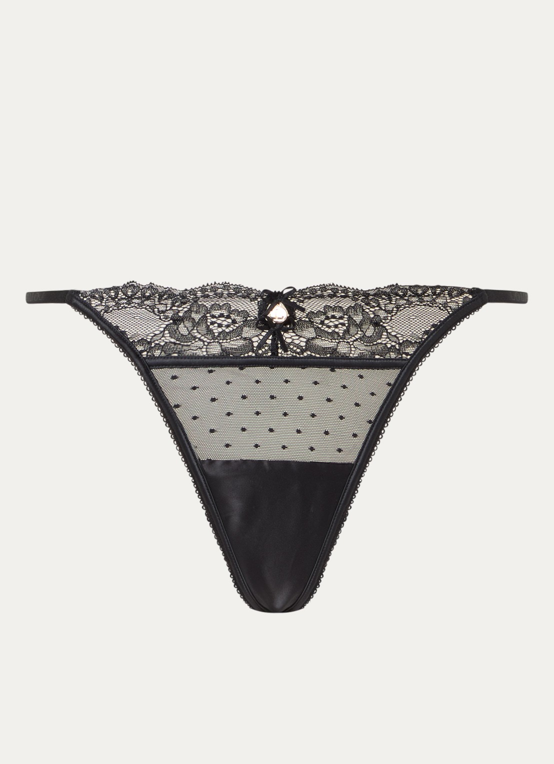 Lounge Adelyn string van mesh - voorkant zwart