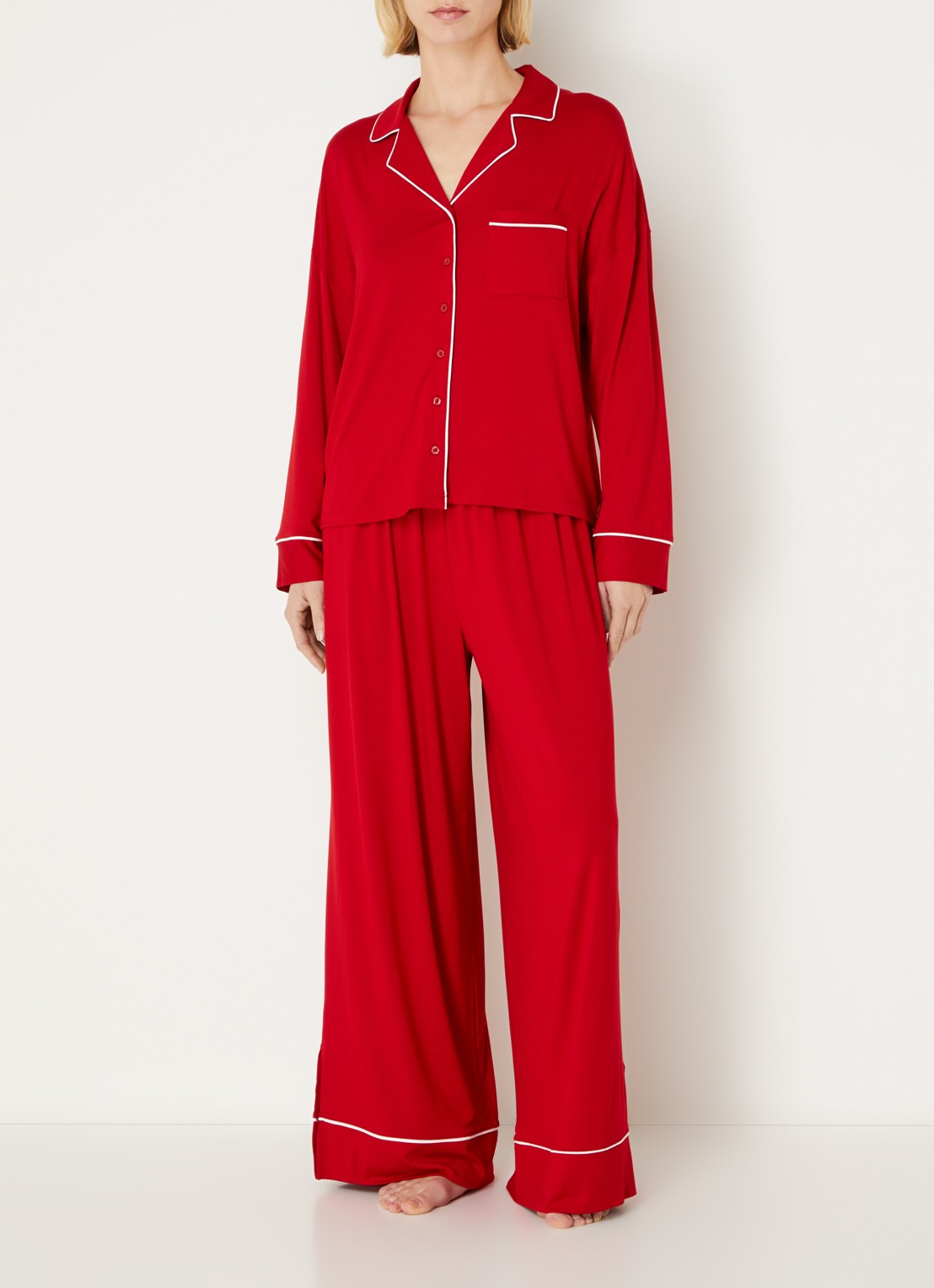 Lounge Alpine Dreams pyjamabroek - voorkant 2 rood