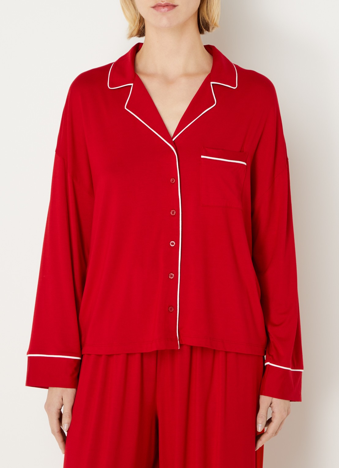 Lounge Alpine Dreams pyjamatop met V-hals - detail 2 rood