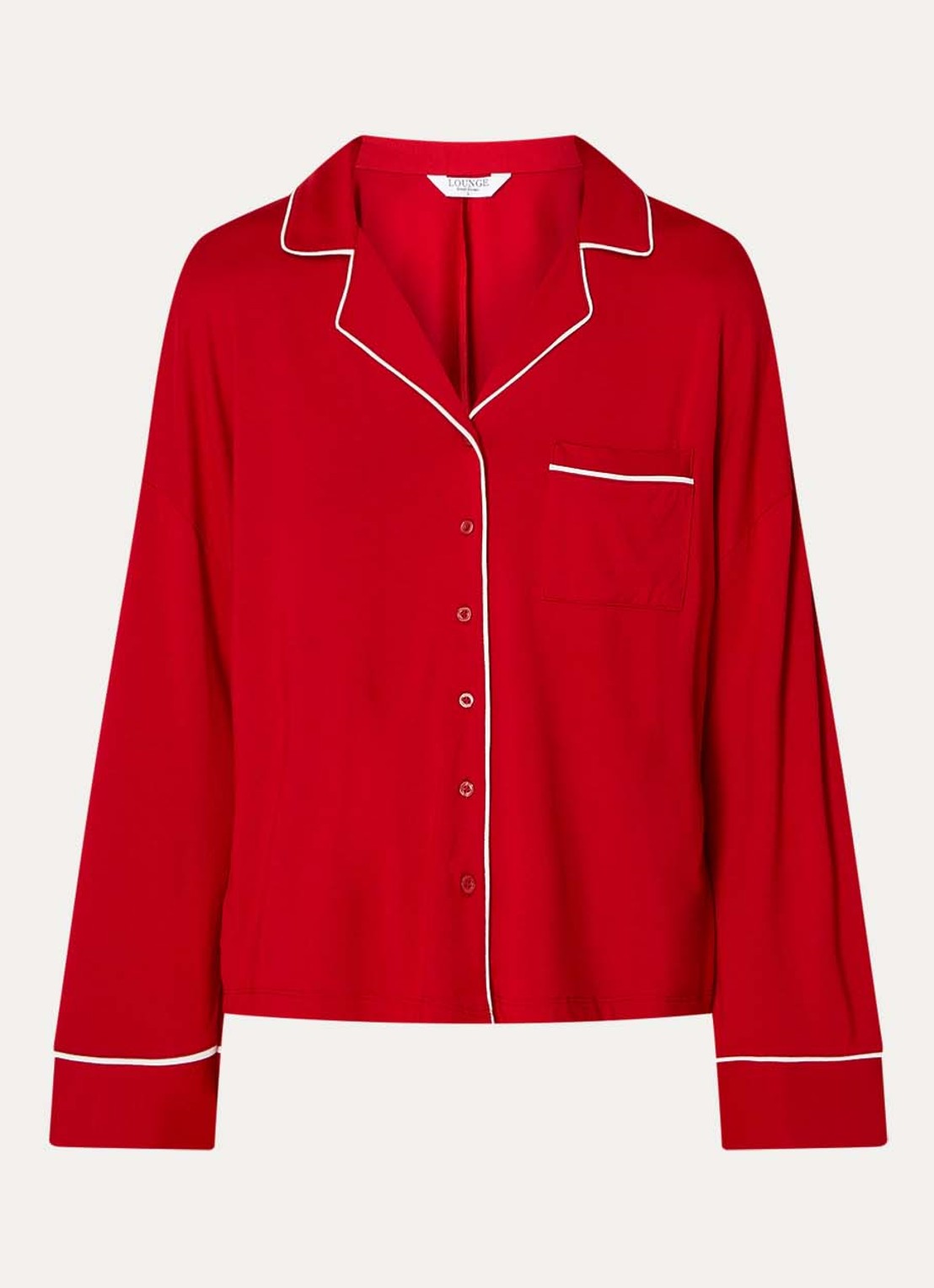 Lounge Alpine Dreams pyjamatop met V-hals - voorkant 3 rood