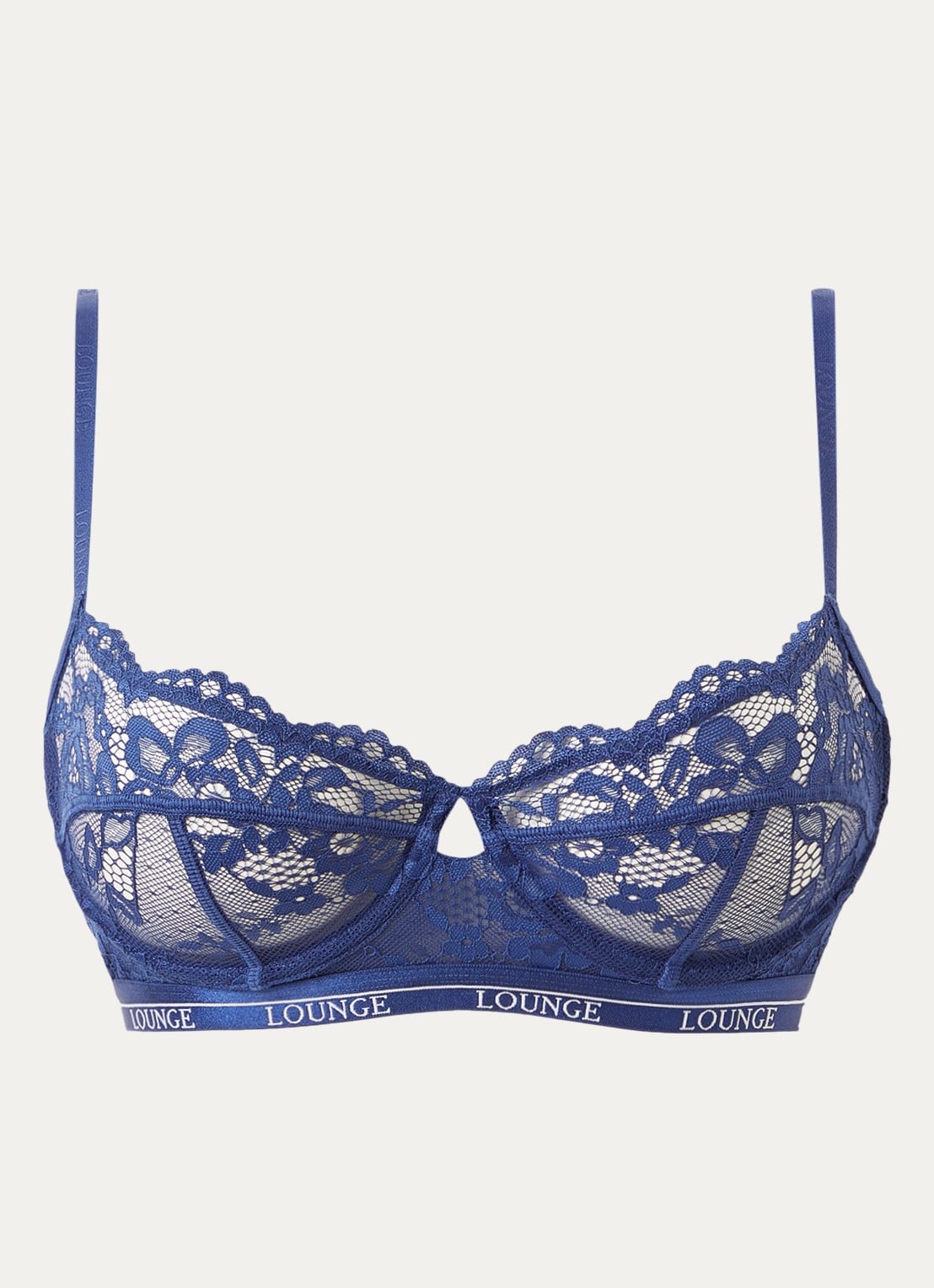 Lounge Blossom balconette bh van kant - voorkant donkerblauw