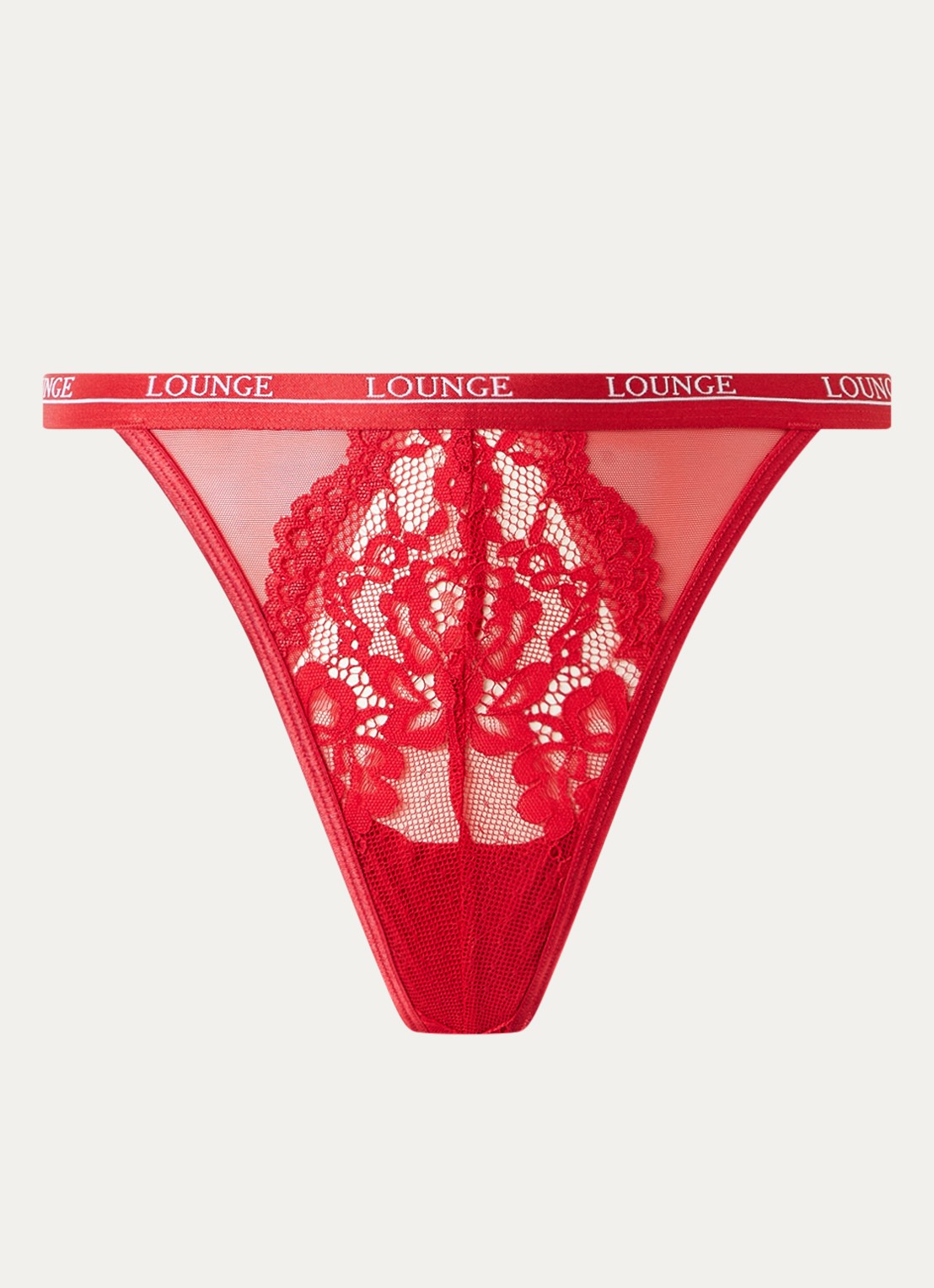 Lounge Blossom tanga met logoband - voorkant 4 rood