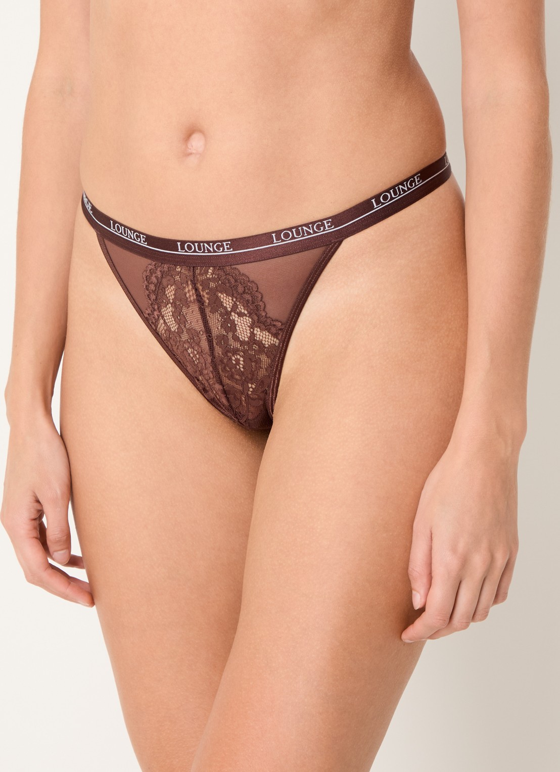 Lounge Blossom tanga met logoband - detail 2 bruin