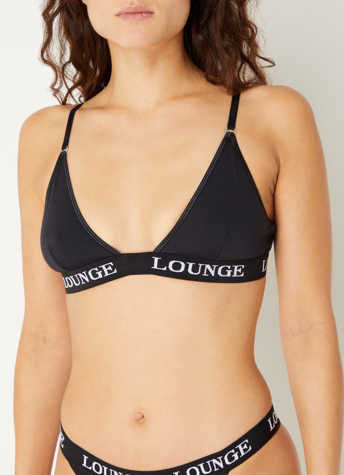 Lounge Bralette met logoband - detail zwart