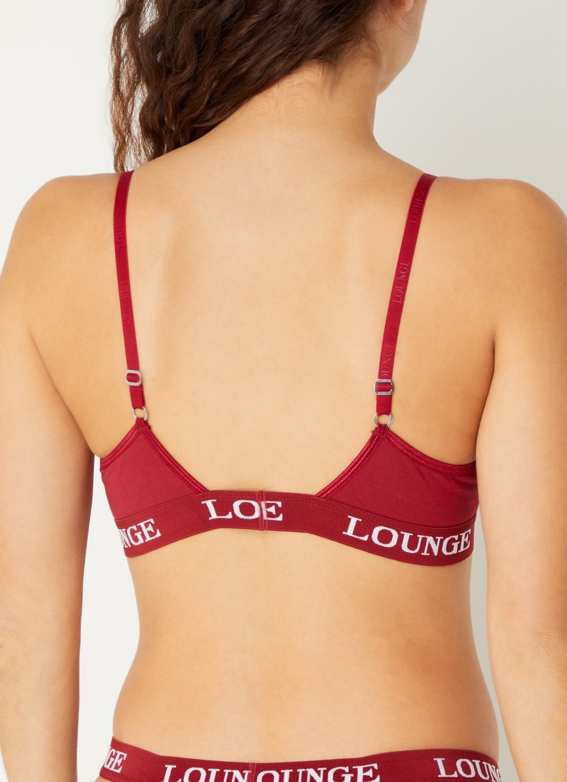 Lounge Bralette met logoband - achterkant 5 bordeauxrood