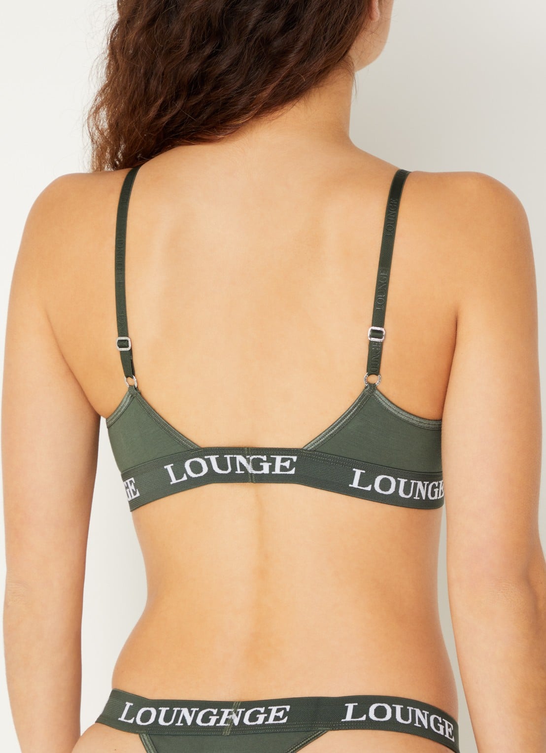 Lounge Bralette met logoband - achterkant 3 donkergroen