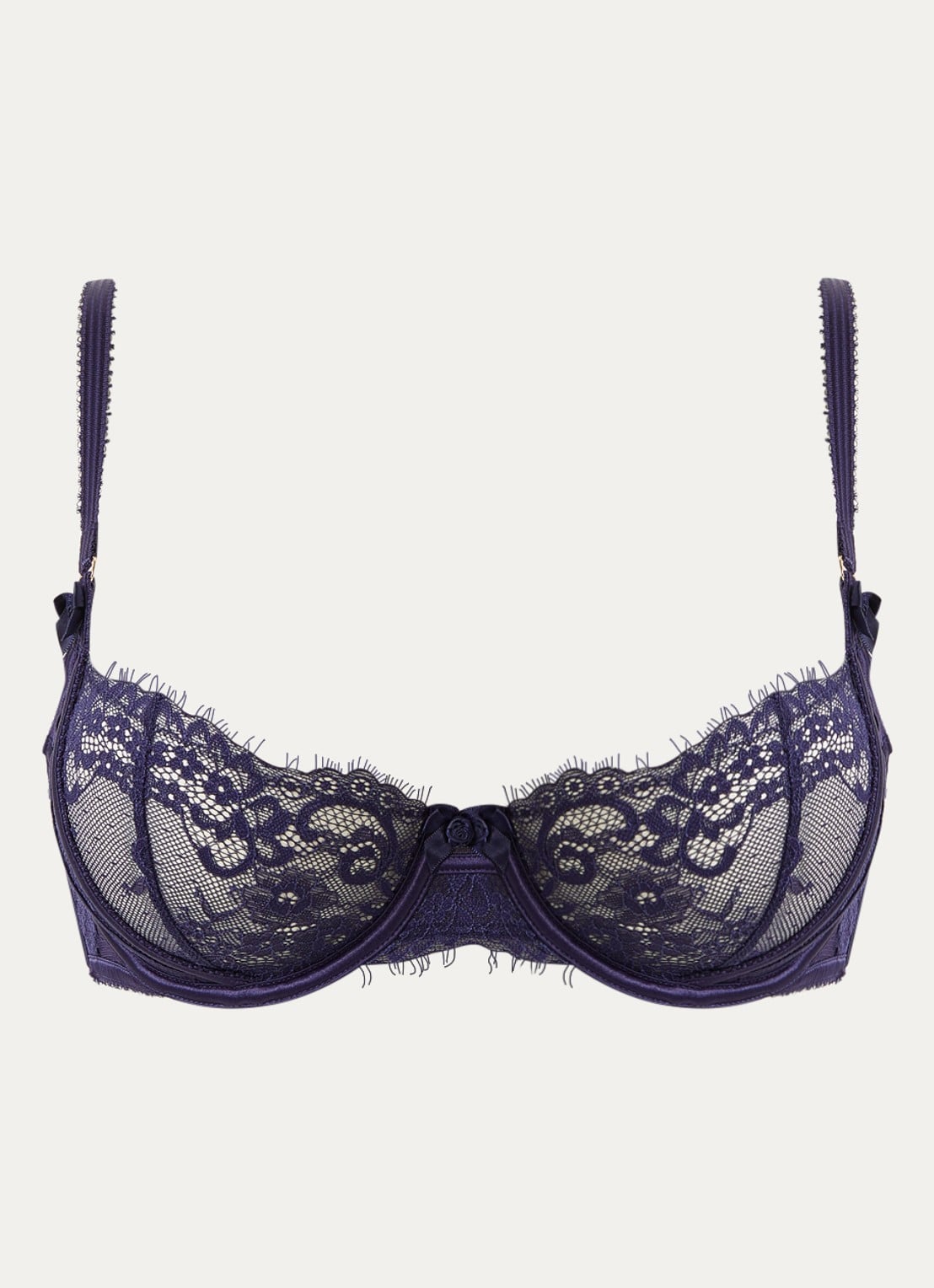 Lounge Cassandra balconette bh van mesh - voorkant donkerblauw