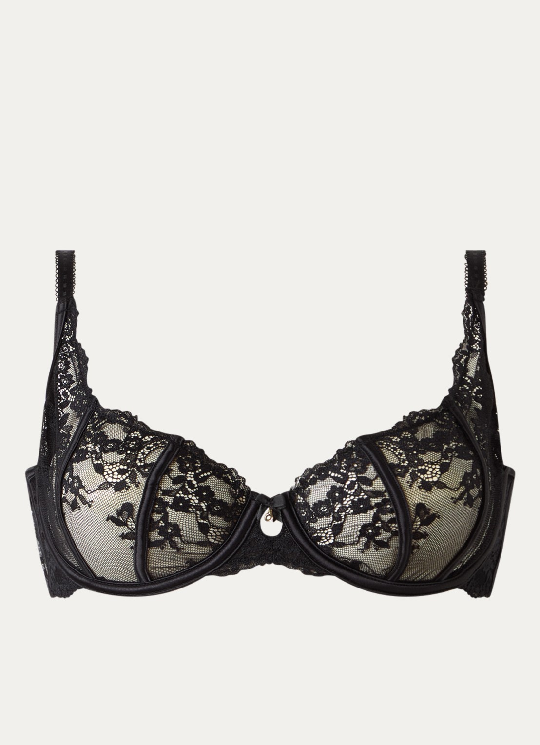Lounge Enchant plunge bh van kant - voorkant zwart