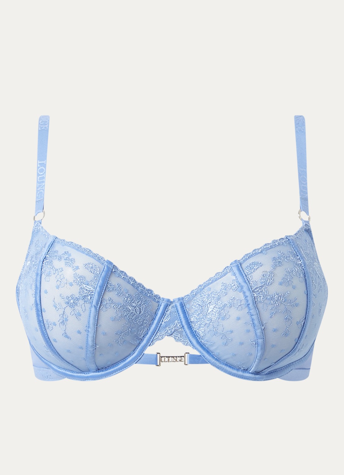 Lounge Flirt balconette bh van mesh - voorkant blauw