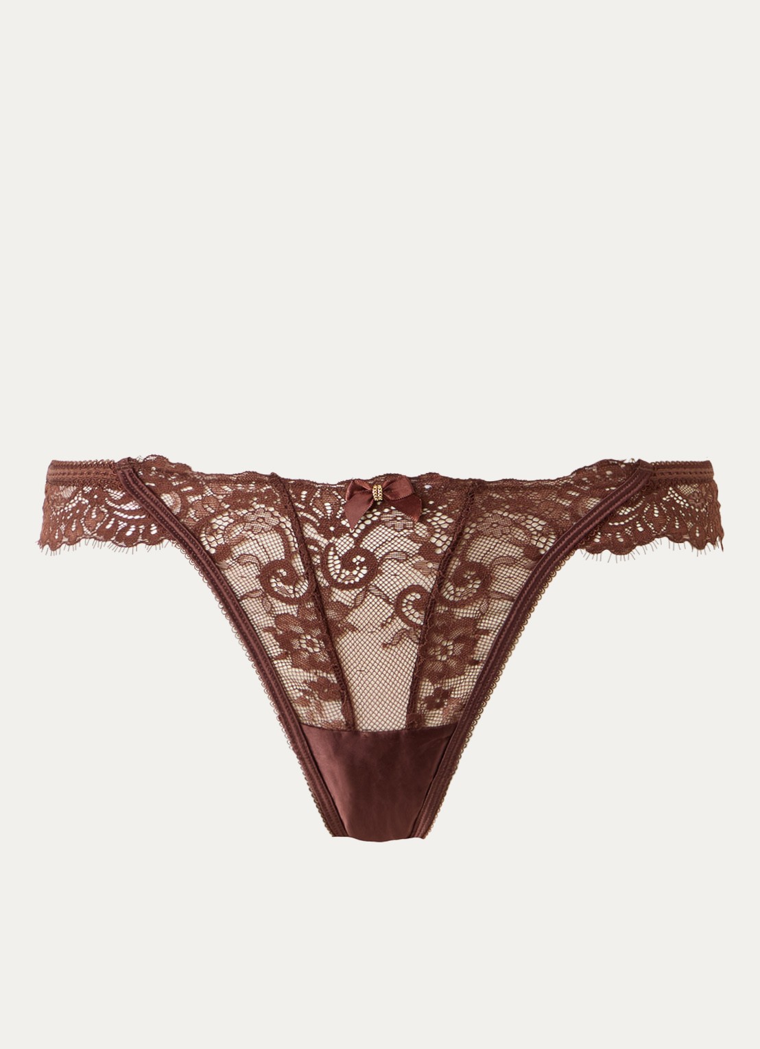 Lounge Flutter string van kant - voorkant bruin