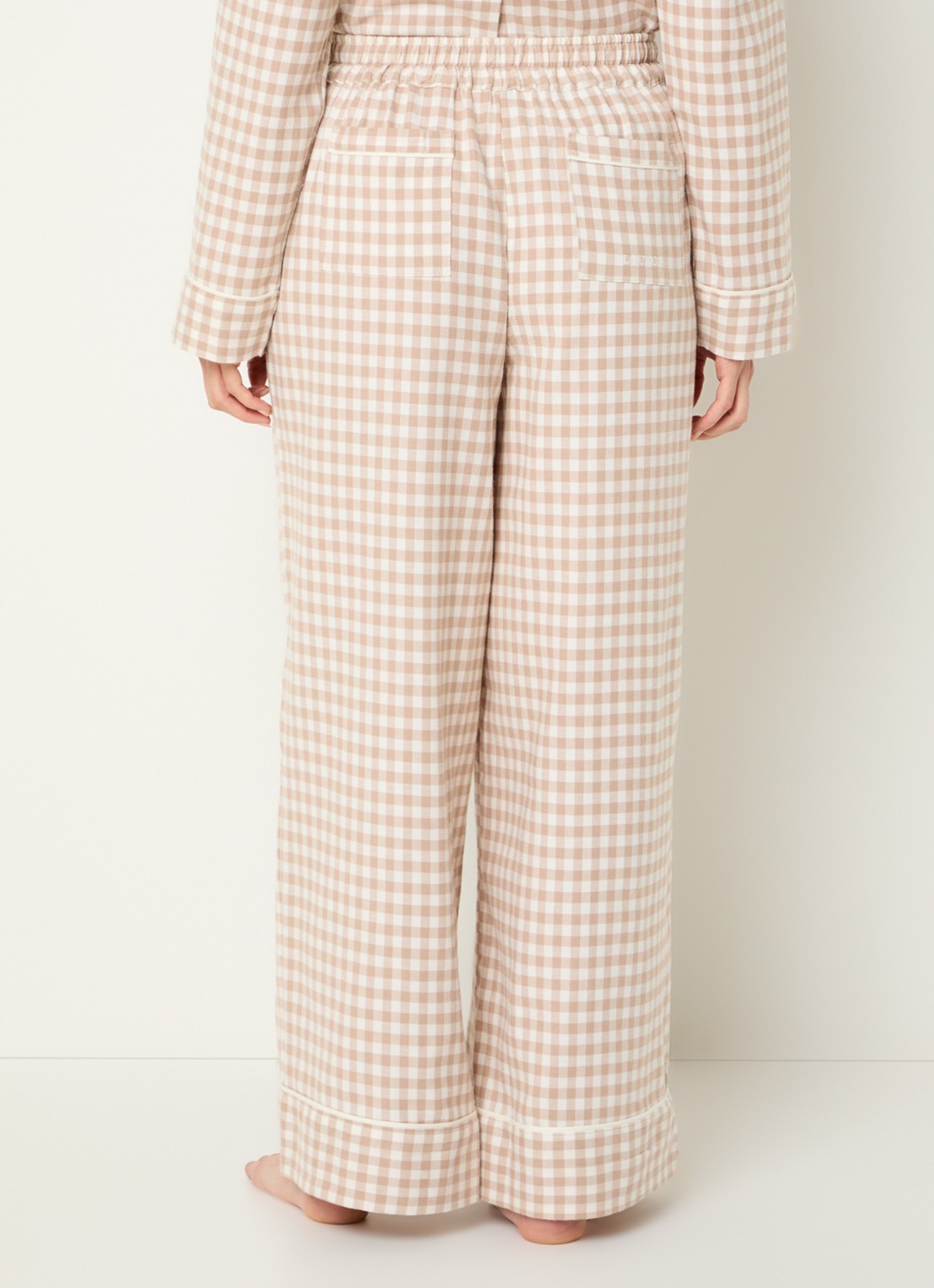 Lounge Gingham pyjamabroek met ruitdessin - achterkant 2 beige