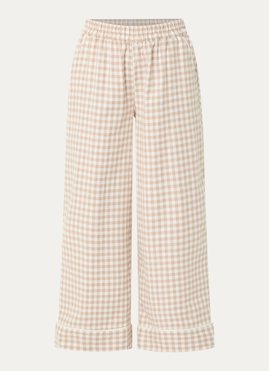 Lounge Gingham pyjamabroek met ruitdessin - voorkant 3 beige