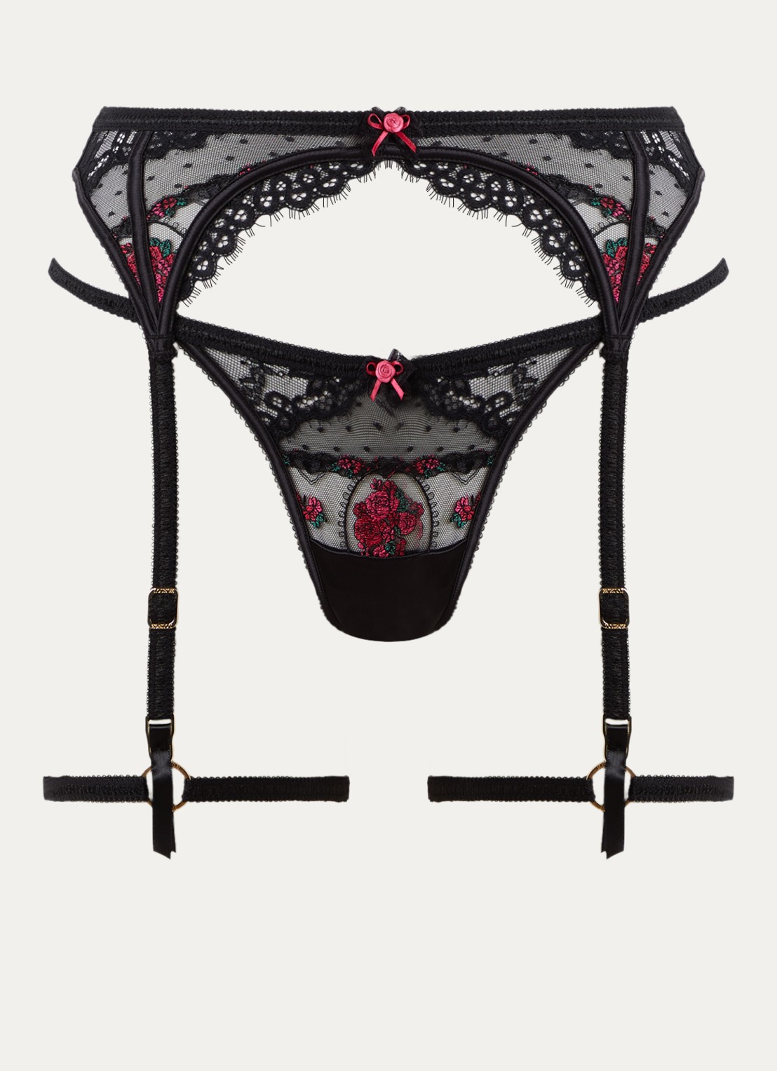Lounge Marielle jarretels van mesh - voorkant zwart