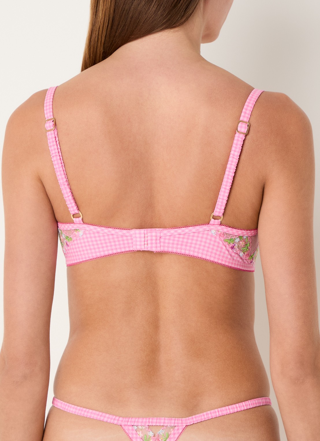 Lounge Melody beugel bh van mesh met bloemborduring - achterkant 5 roze