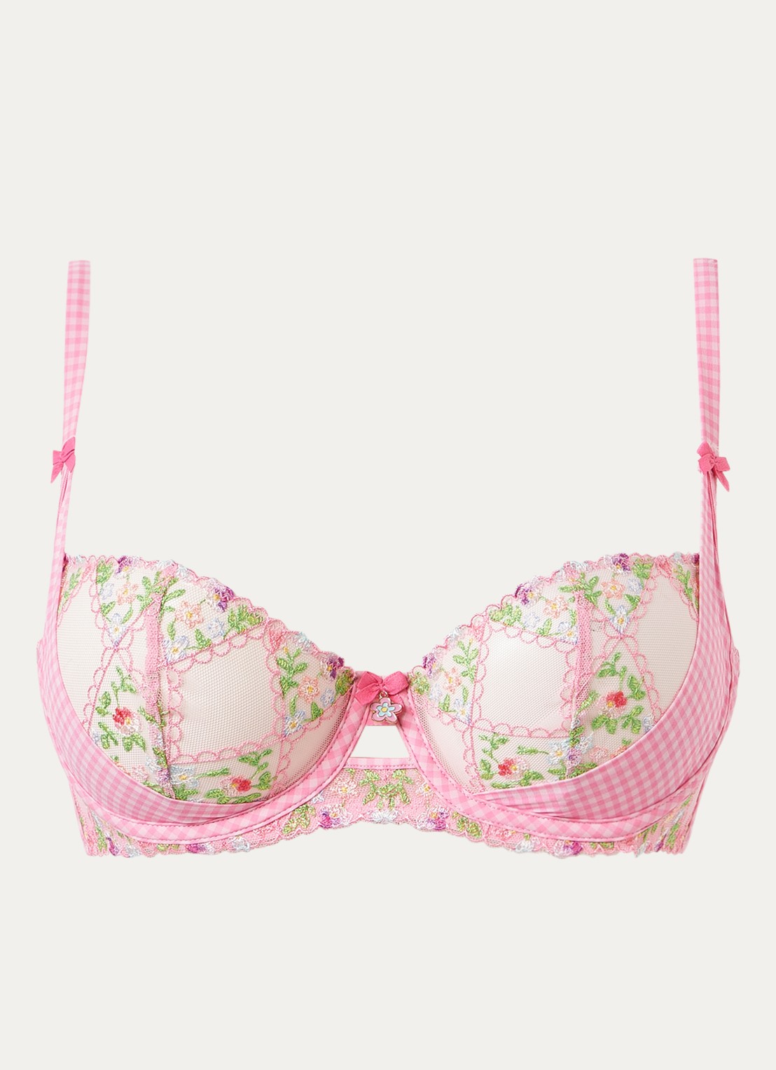 Lounge Melody beugel bh van mesh met bloemborduring - voorkant roze
