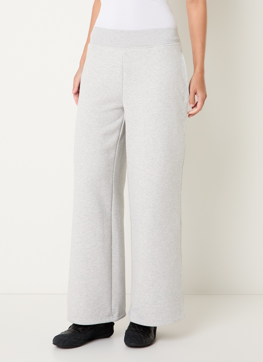Lounge Mid waist wide fit joggingbroek met steekzakken - detail grijs