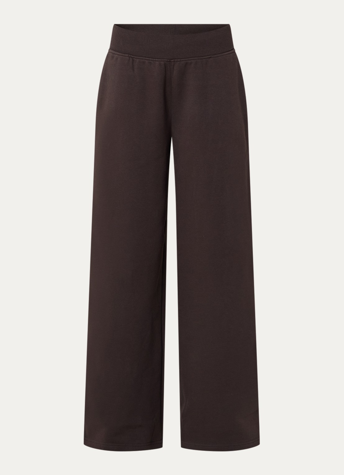 Lounge Mid waist wide fit joggingbroek met steekzakken - voorkant chocoladebruin