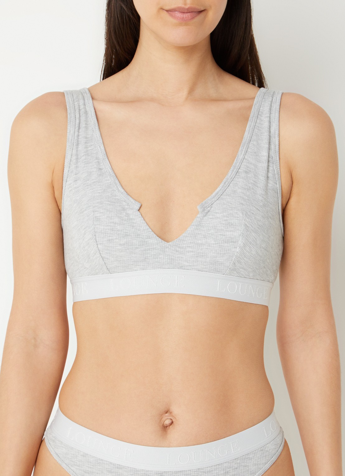 Lounge Push up up bralette met logoband - voorkant 2 grijs