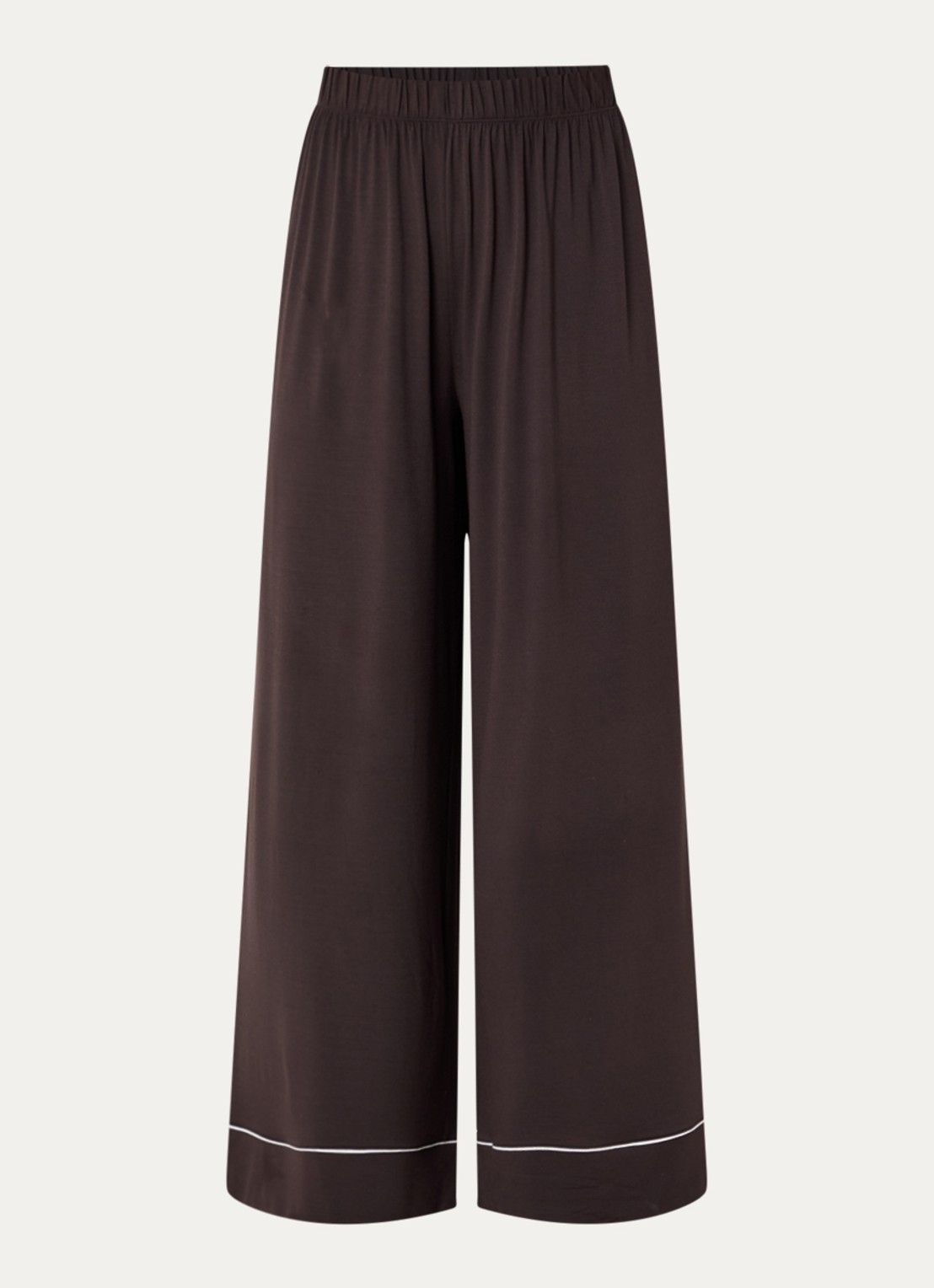 Lounge Pyjamabroek met contrasterende bies - voorkant chocoladebruin