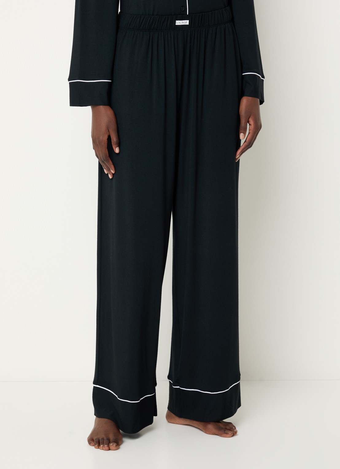 Lounge Pyjamabroek met logo - detail 4 zwart